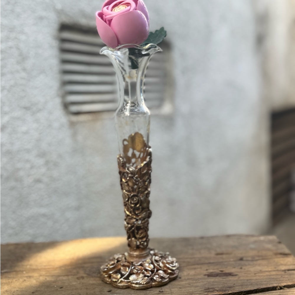 Matson rose base  24k gold fill only the floral not the glass